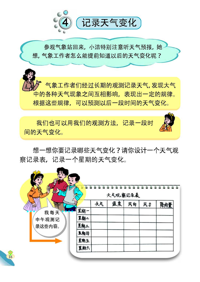 4 记录天气变化(第16页)