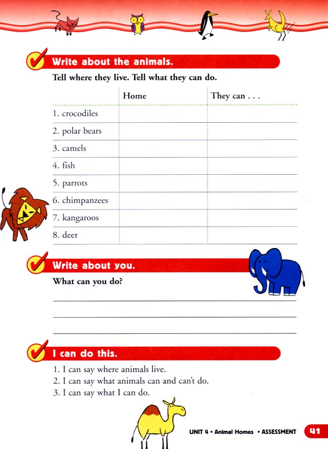 unit 4 Animal Homes(第41页)