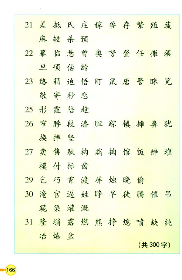 人教版三年级语文下册电子课本生字表（二）(第167页)