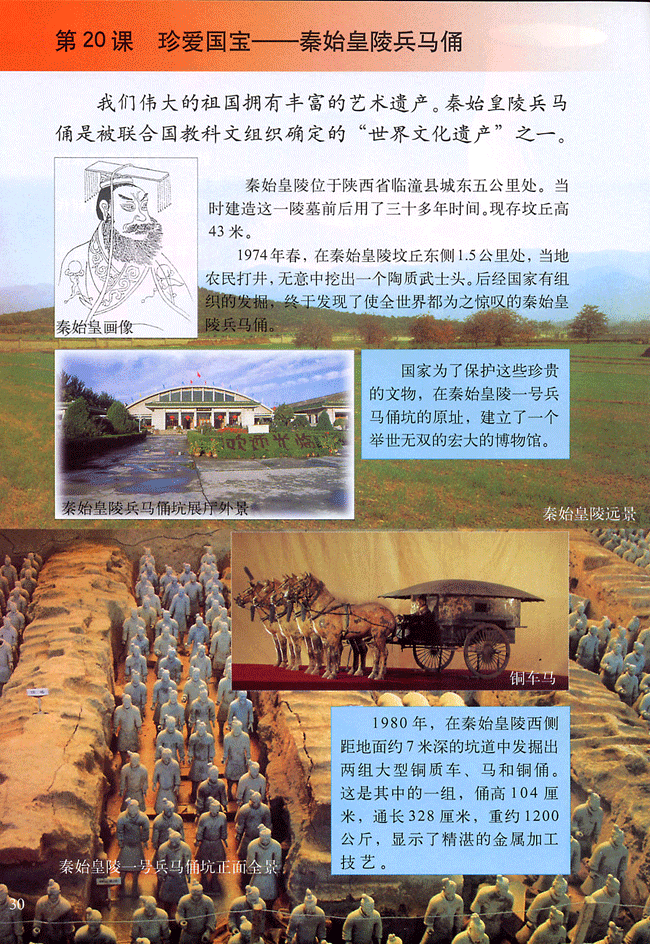 小学四年级美术下册第20课珍爱国宝──秦始皇陵兵马俑